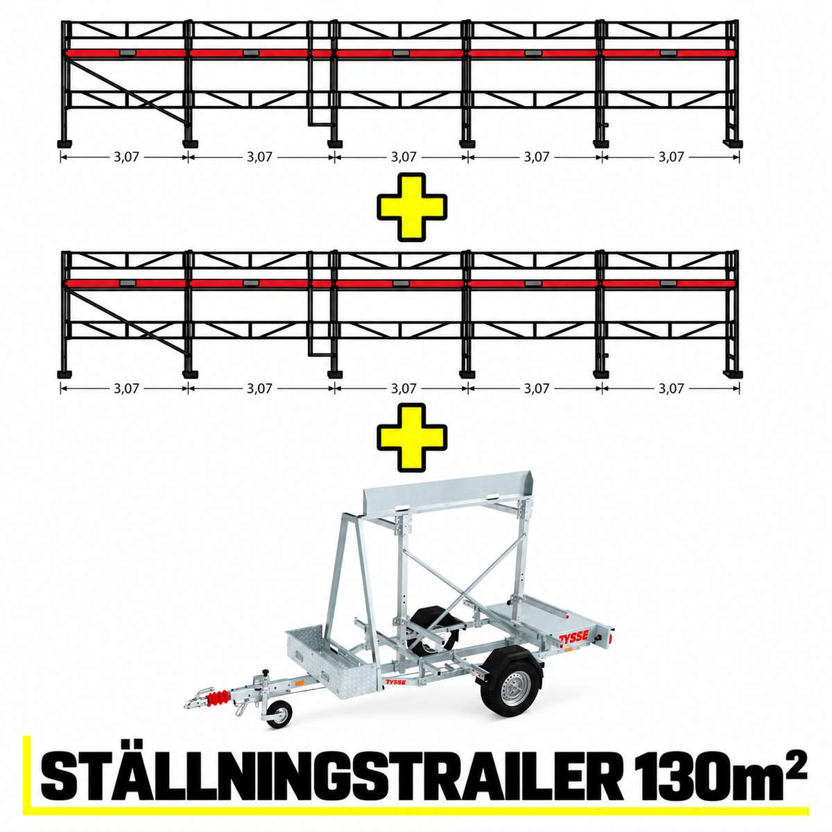 Ramställning 2 st 15x4m + trailer