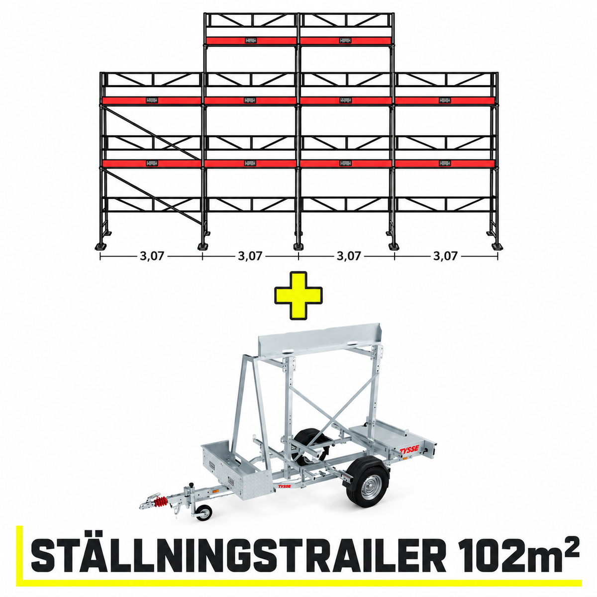 Ramställning 12x6 plus dubbeltopp + trailer